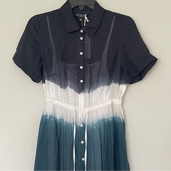 J Crew Cerise Shirtdress in Dip-Dyed Ramie Size 2P NWT - Picture 3 of 16